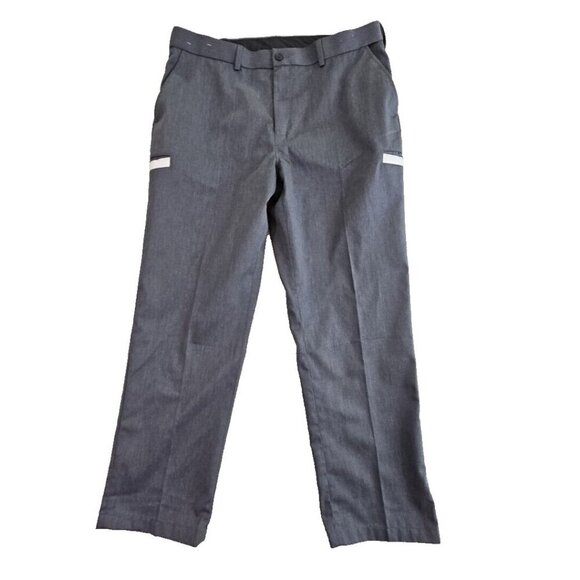 Twinhill Men's 36W 30L Flat Front Dark Gray Work Pants Reflective Stripe - Picture 1 of 12